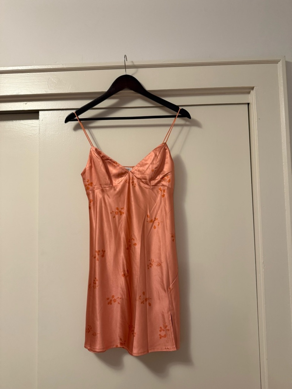 Silky Peach Floral Slip Dress by Princess Polly